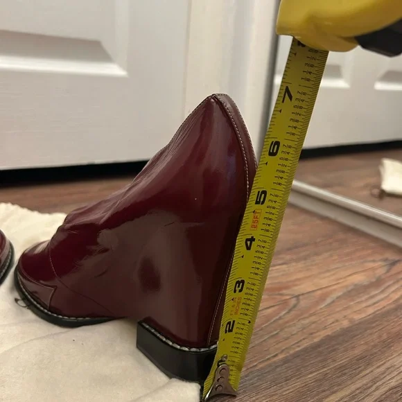 Chloe Deep Red Heeled Boots - Picture 8 of 8